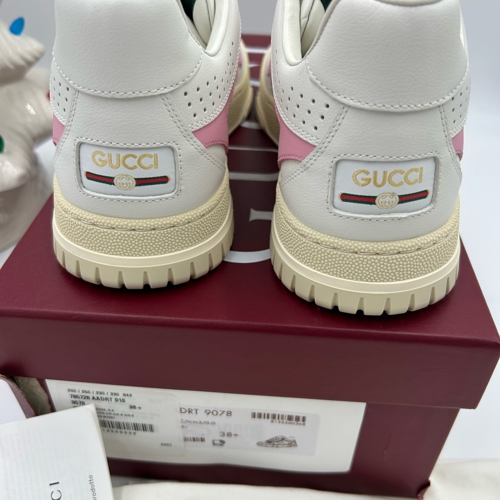 Women's Gucci, Re-web leather sneakers white and pink size 38.5 made in Italy - Picture 7 of 11
